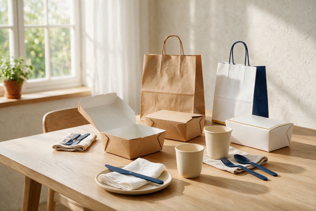 Premium takeaway boxes, paper bags and eco-friendly cornstarch cutlery and cups